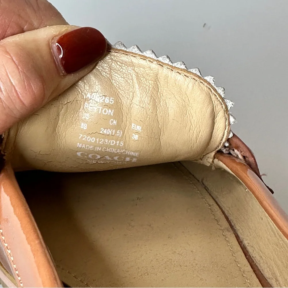 Coach Peyton Patent Loafer 8B Lug Sole Rose Gold